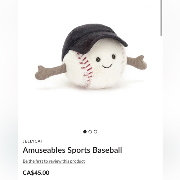 Jellycat Other - Jellycat Amuseables Baseball Plush - White and Black